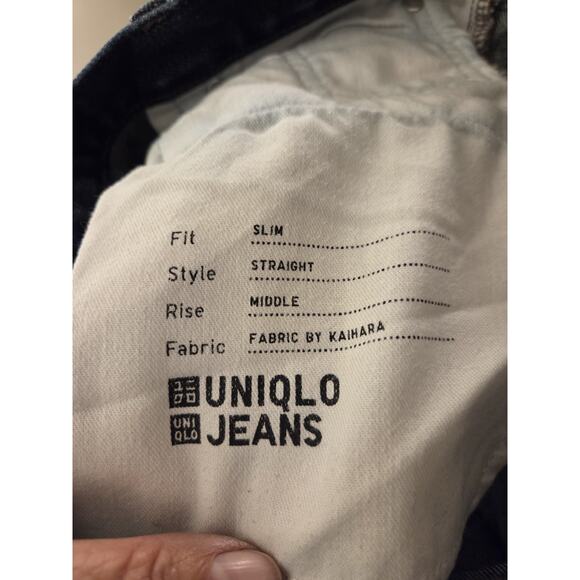 Uniqlo Mid Rise Slim Straight Jeans 33x26 Inch Stretch Denim - Picture 8 of 8